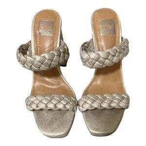 Dolce Vita Presley Heeled Metallic Braided Slide Sandals Size 9